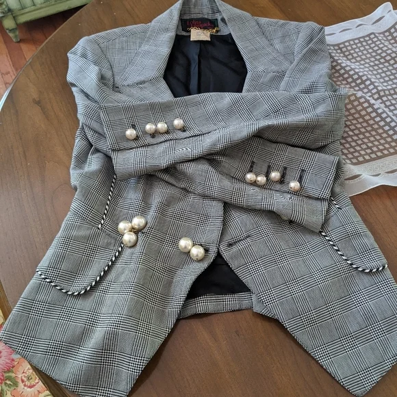 Vintage blazer pearls black white - Picture 1 of 8